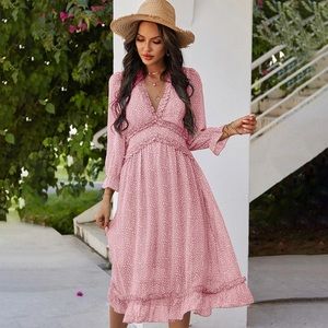 Pink Boho Print Dress